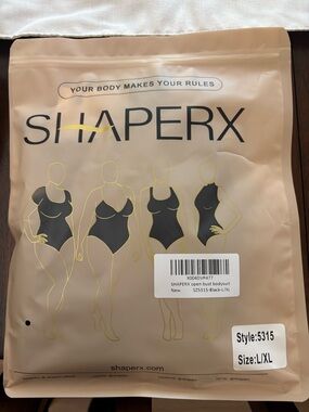 SHAPERX Black Open Bust Bodysuit - L/XL